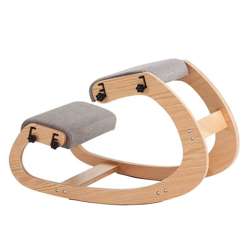 Cadeira de escritório estofada cinza com assento ajoelhado (Y-C33)