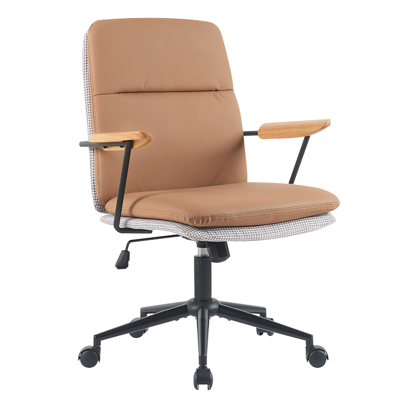 Apoio de braço de madeira amarelo terra almofada dupla cadeira de escritório doméstico (X-5135)