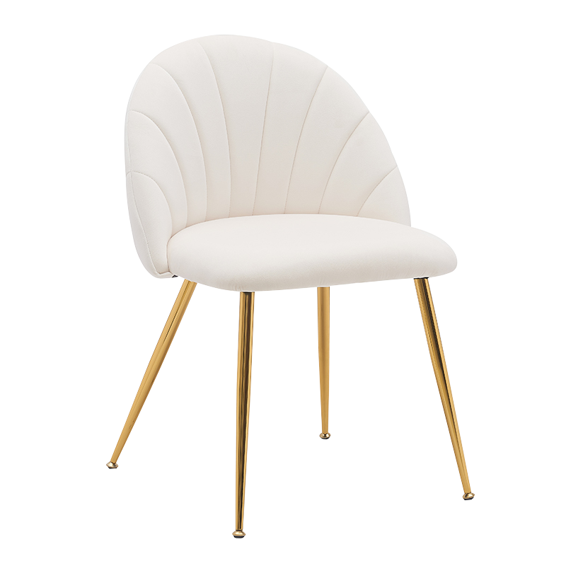 Cadeiras de jantar com detalhes em madeira com encosto baixo de veludo branco (Y-C28)