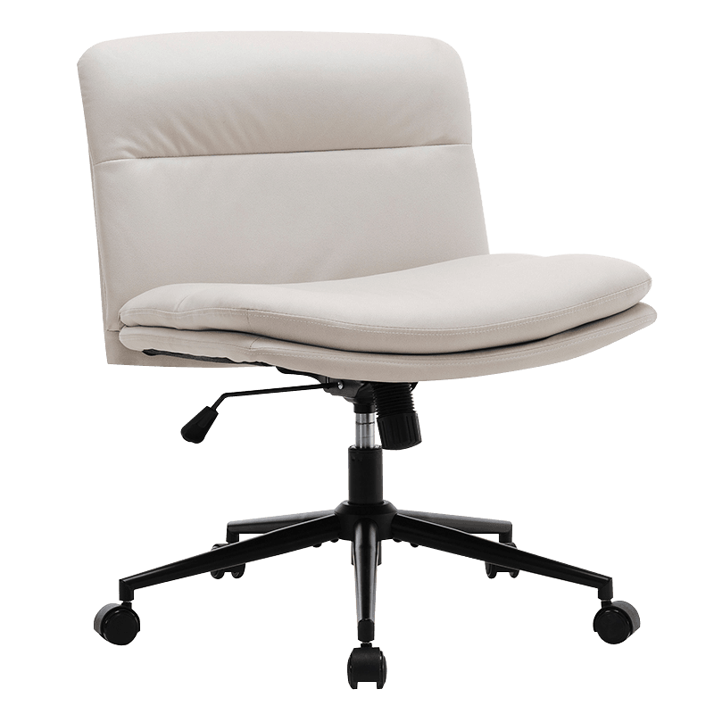 Cadeira de escritório doméstico sem braços com pernas cruzadas largas brancas (Y-C56)