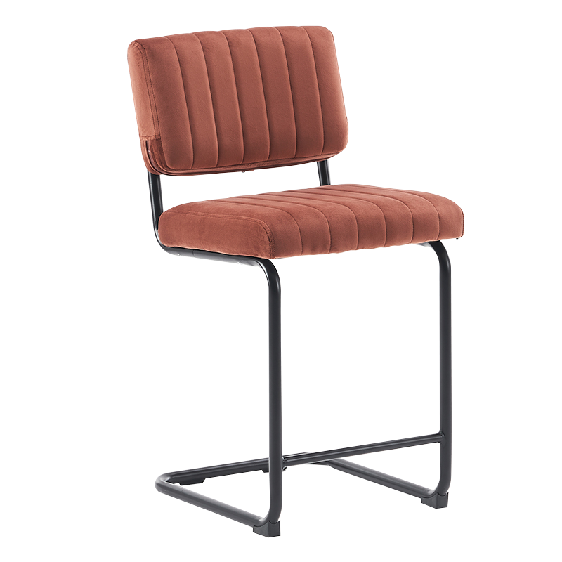 Cadeiras de banco de balcão de altura baixa de veludo camelo (Y-C02)