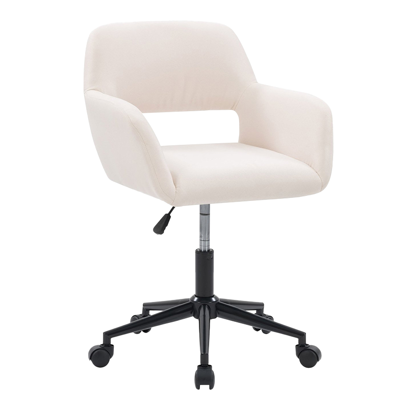 Cadeira de escritório estofada larga do braço de madeira de tecido bege (GY-630)