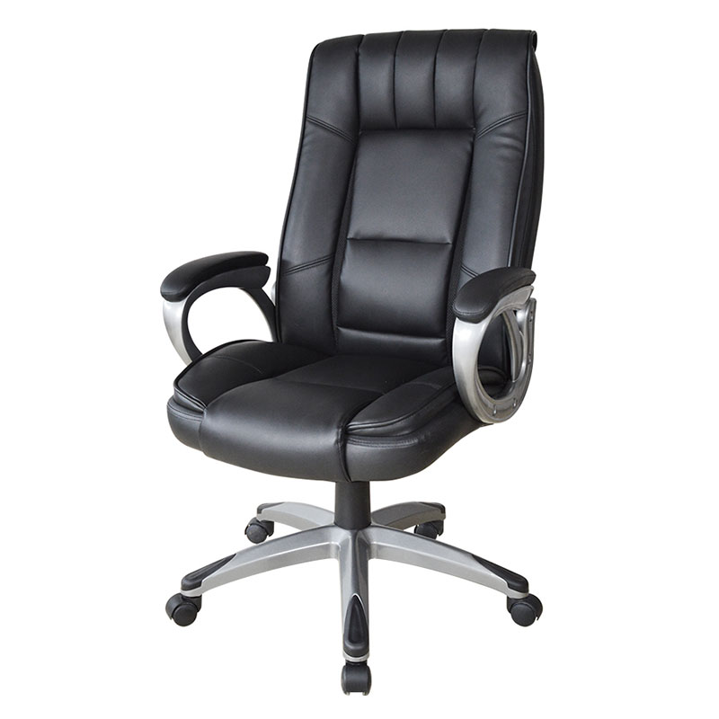 Almofada de pintura em couro preto ergonômico Cadeira de escritório do gerente do apoio de braço (M-6113)