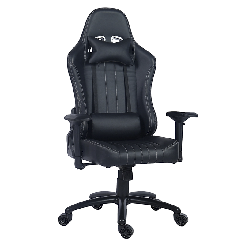Cadeira de jogos King de corrida com apoio de braço 4D preto PU com encosto alto (Y-2546)