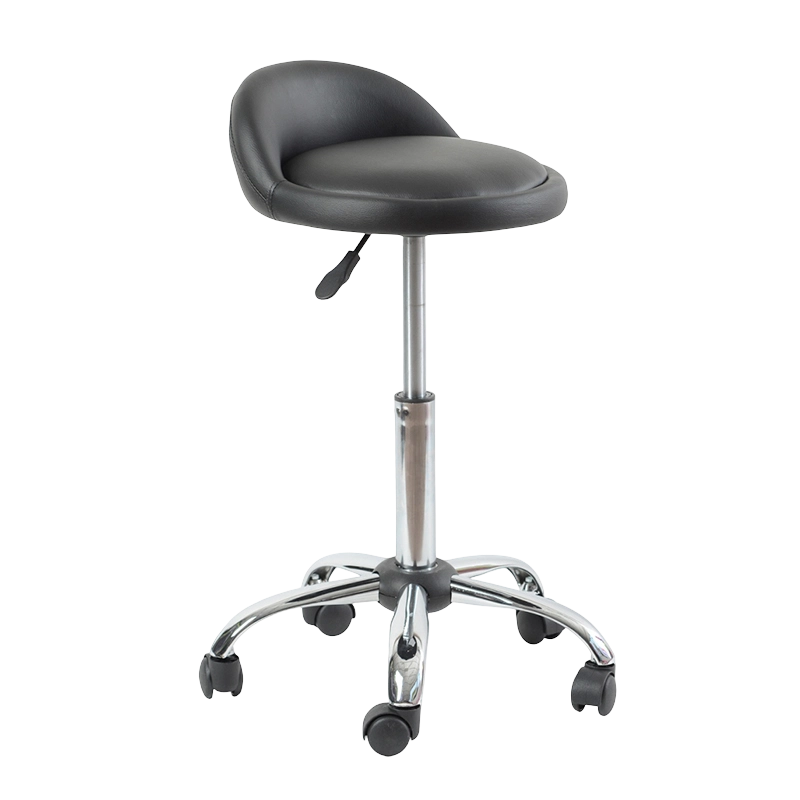 Banco preto de barra giratória com encosto baixo e redondo com rodas (GY-1021A)